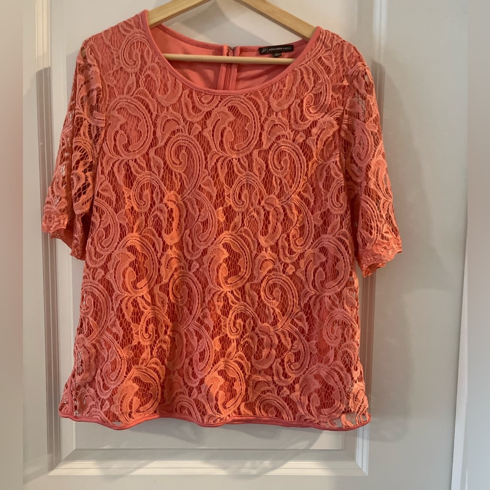 Adrianna Papell Coral Lace Blouse